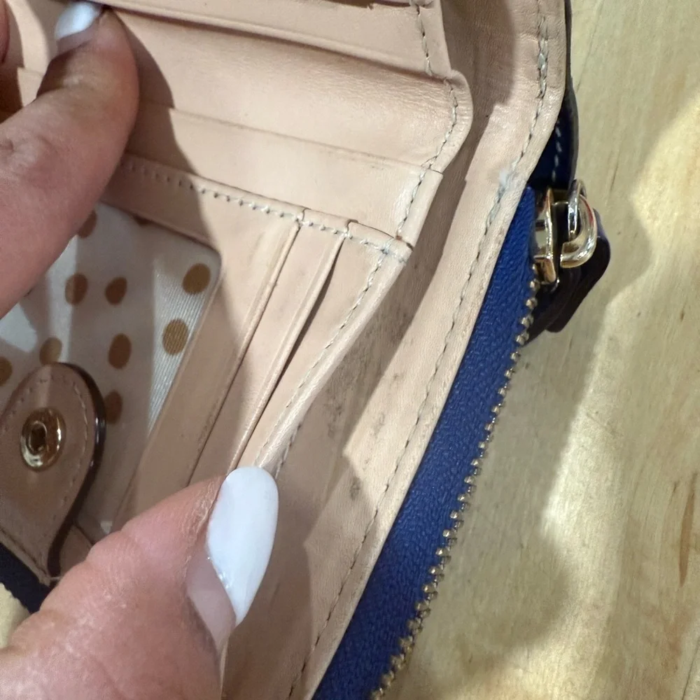 Kate Spade Blue and Beige Polka Dot Interior Bag